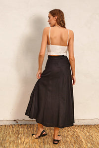 Black High-Waist Flared Maxi Skirt from Heaven Sent, perfect for elegant occasions