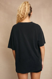 Black oversized T-shirt with Western line stitch from WASHED TEE WITH WESTERN LINE STITCH collection