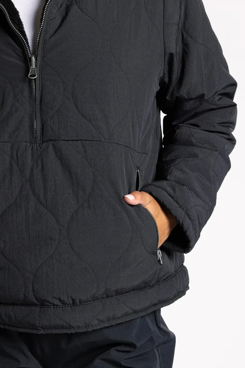 Black Thread and Supply Reversible Ardmore Jacket with Quilted Puffer Design
