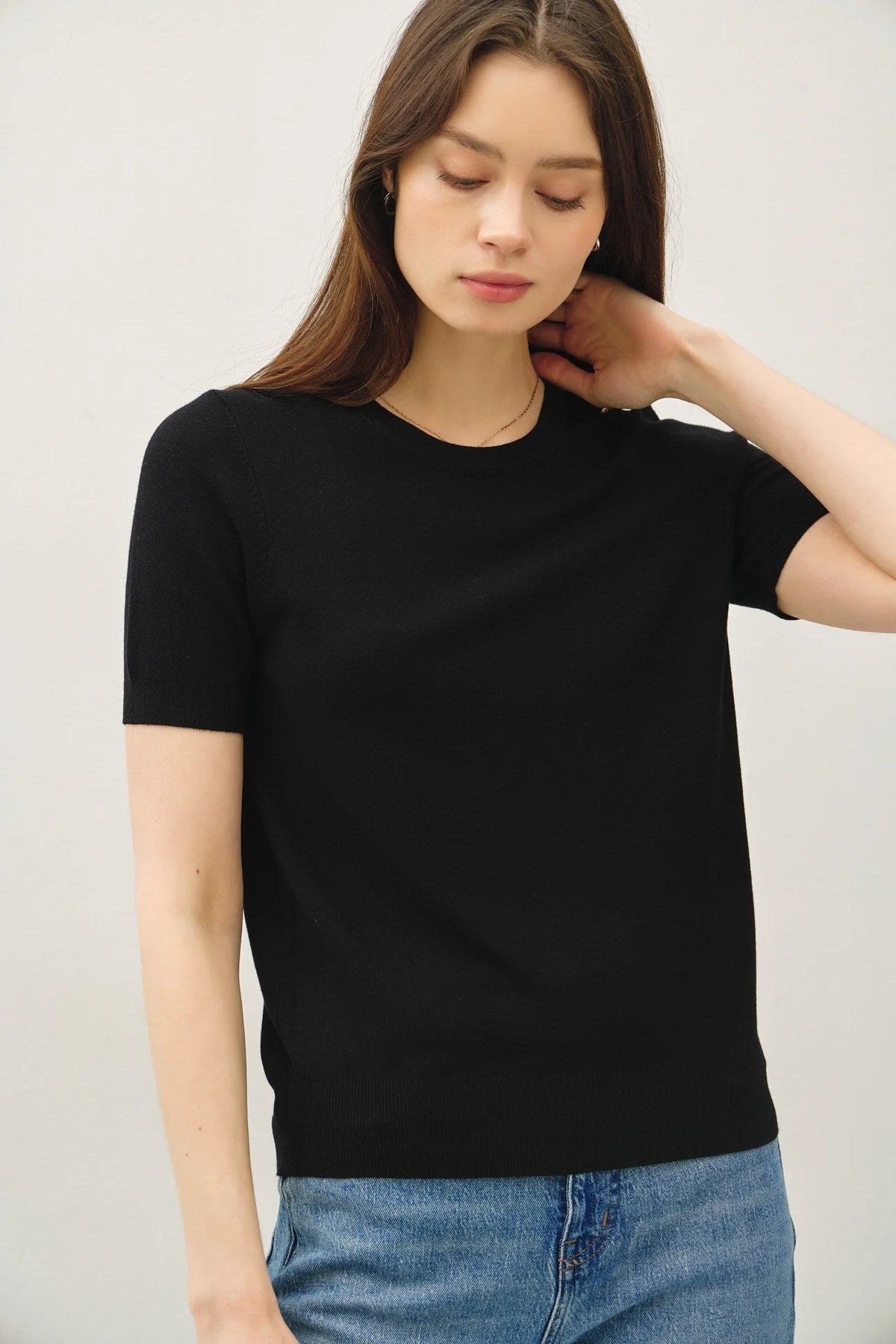 Black short sleeve ultra soft women’s boho chic clothing T-shirt for casual wear