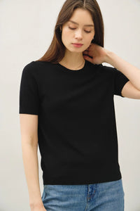 Black short sleeve ultra soft women’s boho chic clothing T-shirt for casual wear