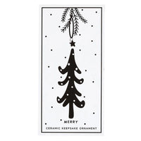 Black silhouette of a holiday tree ornament with a star atop, perfect for Merry Christmas