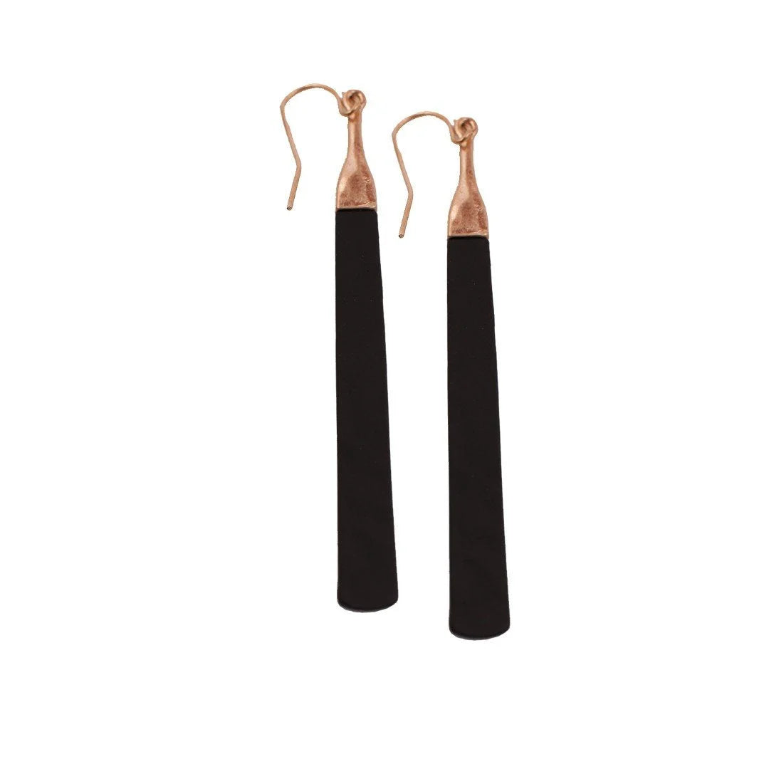 Black velvet earrings with copper details from the FLAT BLACK EARRINGS collection