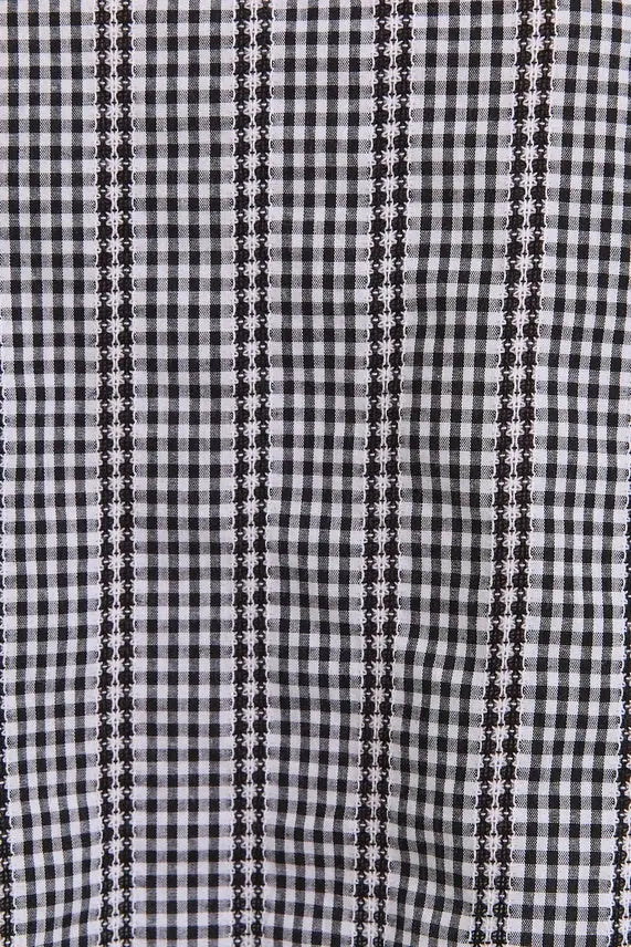Black and white checkered fabric of round neck sleeveless side tie gingham top
