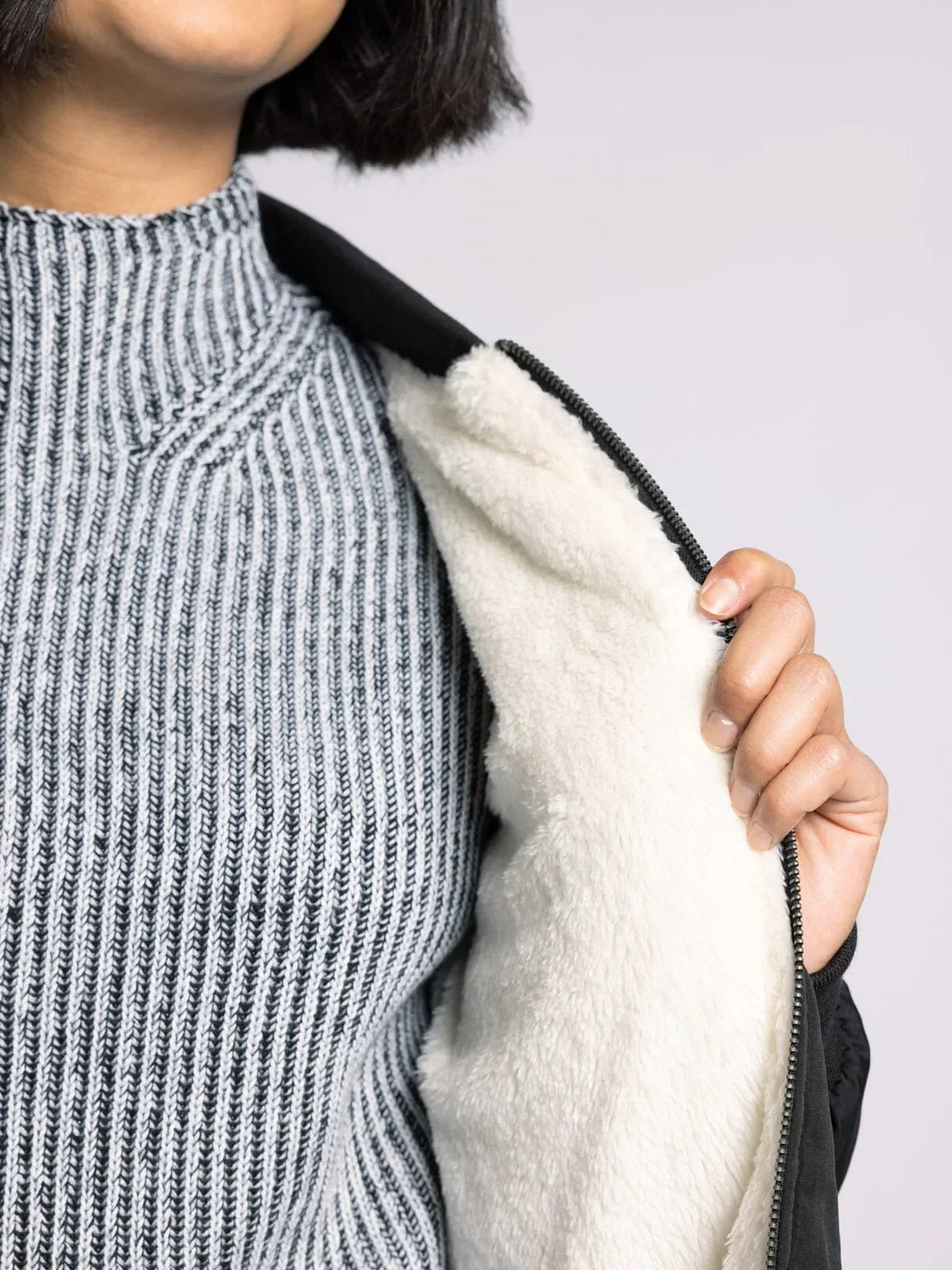 Black and white ribbed Tilly Jacket by Thread and Supply