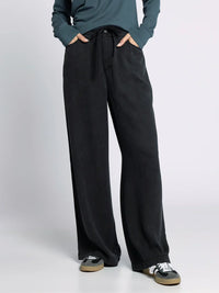 Black wide-leg track pants with drawstring waist from Supply Austin Pants collection