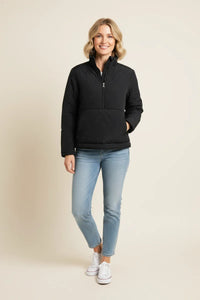Thread and Supply Ardmore Jacket: Black Zip-Up Fleece with Pockets and White Sneakers