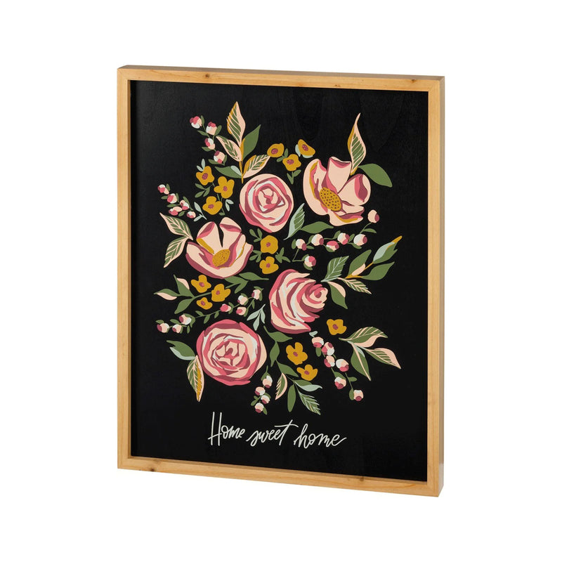 Blackboard with floral design for Home Sweet Home Floral Wall Decor display