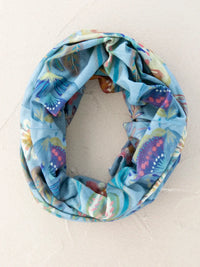 Blue floral infinity scarf for women’s boho chic clothing from Shop Daisy inches