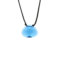 Blue glass pendant on a black cord in a Color Power Necklace, BLUE TRUTH