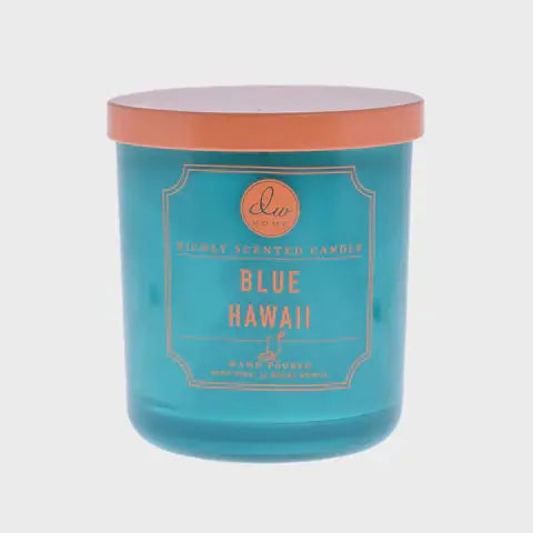 Blue Hawaii Candle with copper lid, perfect for women’s boho chic clothing decor