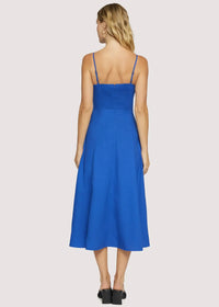 Blue LOST+WANDER Coastal Tide Midi Dress showcasing elegant coastal tide fashion
