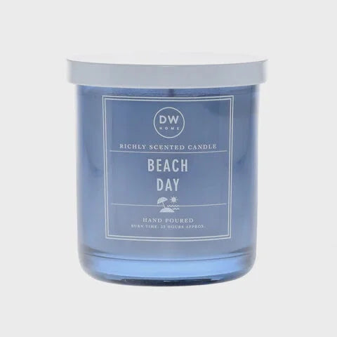 Blue Beach Day Candle in glass jar, perfect for a boho, free spirit vibe