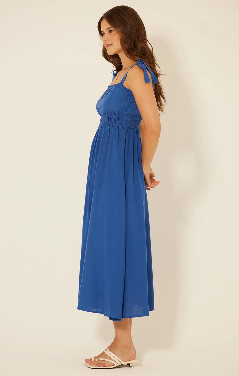 Blue tie-strap midi dress from the Resort Wear Maxi Summer Dresses collection