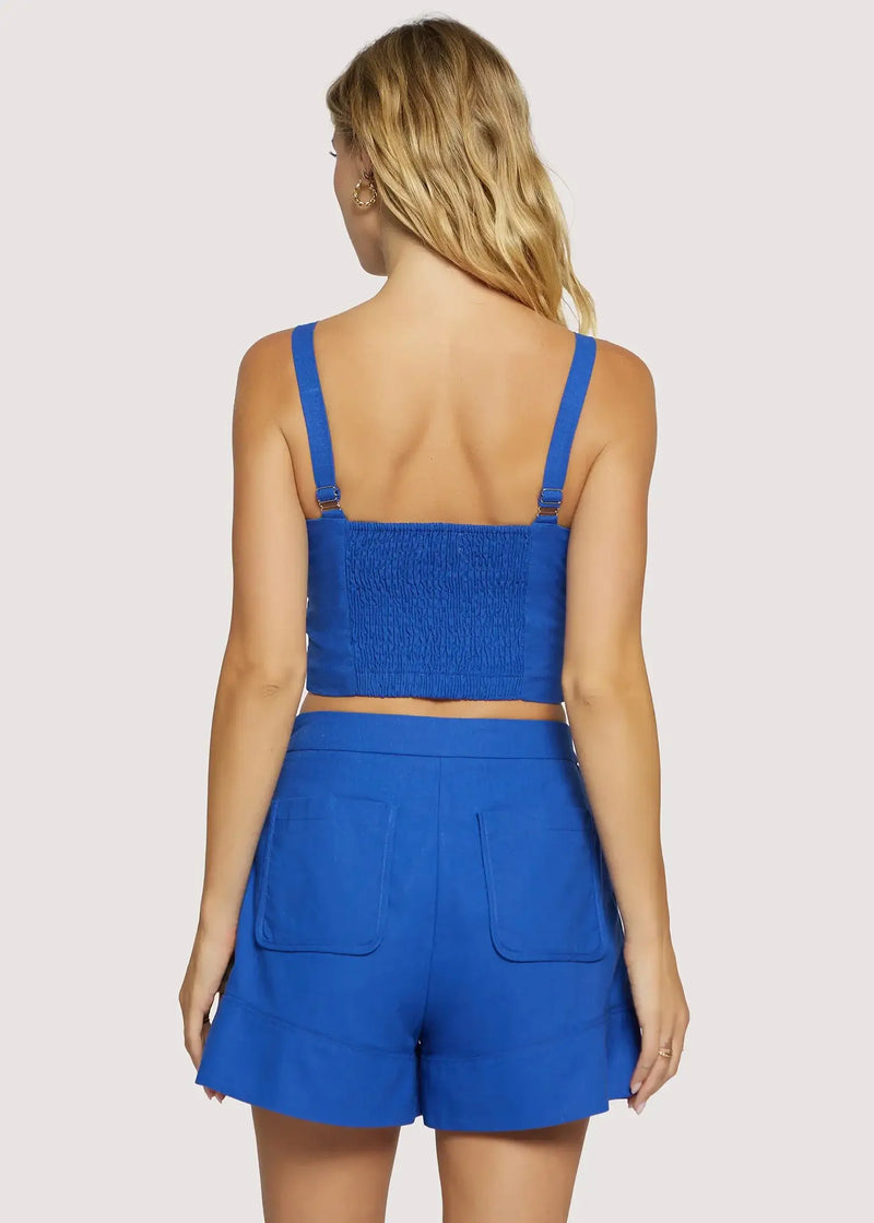 Blue two-piece set featuring the LOST+WANDER COASTAL TIDE VEST TOP, perfect for coastal tide style