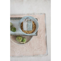 A bowl of food with a spoon and knife in a 14 OZ Stoneware Mug with Crimped Bottom