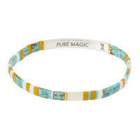 Good Karma Miyuki Bracelet featuring turquoise and yellow stripes in Japanese glass Miyuki