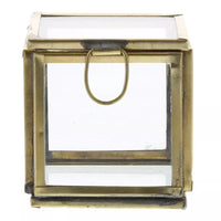 Brass and glass display box featuring Pierre Demi leaded glass with a hinged lid