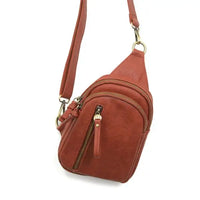 Brown faux leather Skyler Sling Bag with convertible strap for versatile styling