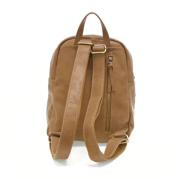 Brown leather Frankie Soft Leather Backpack featuring logo zip pulls for stylish convenience