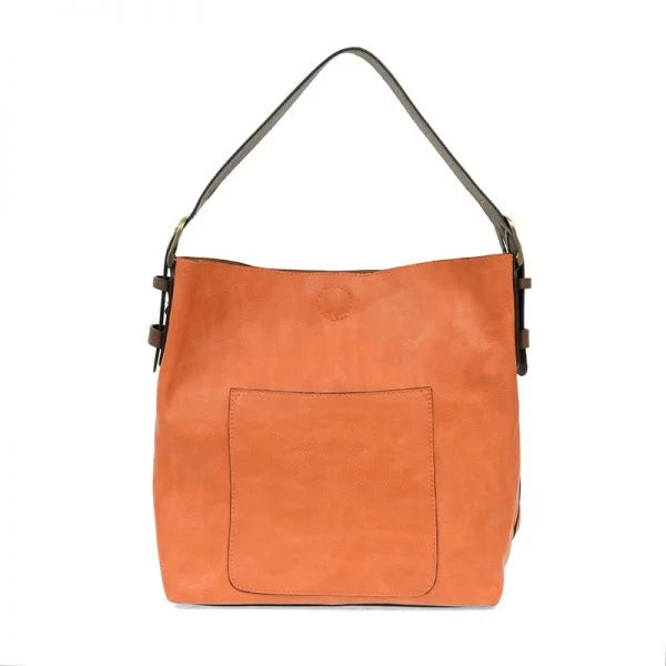 Brown leather shoulder bag from CLASSIC HOBO HANDBAG, ideal as a main bag in vegan leather