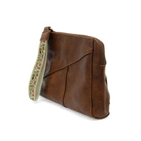 Gigi Crossbody with Brown Vegan Leather Woven Wristlet Strap and Zip Closure