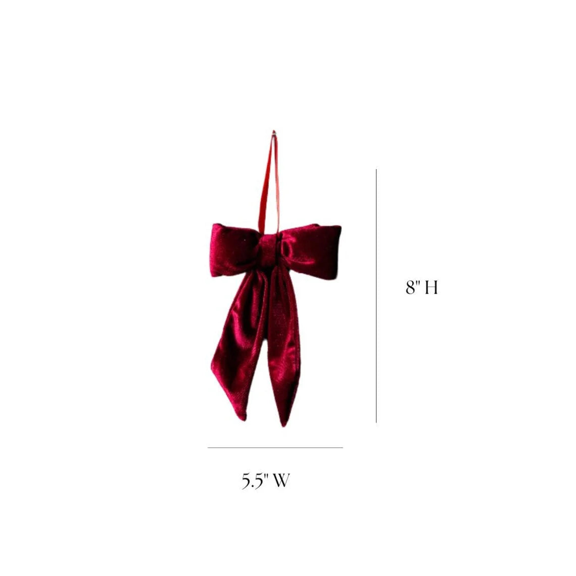 Burgundy velvet fabric bow with red ribbon and gold accents