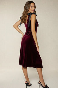 Lost + Wander Adorned Virtue Velvet Midi Dress with Bow Back