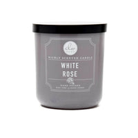 Candle with black lid and white label for Daisy Lane White Rose Candle collection