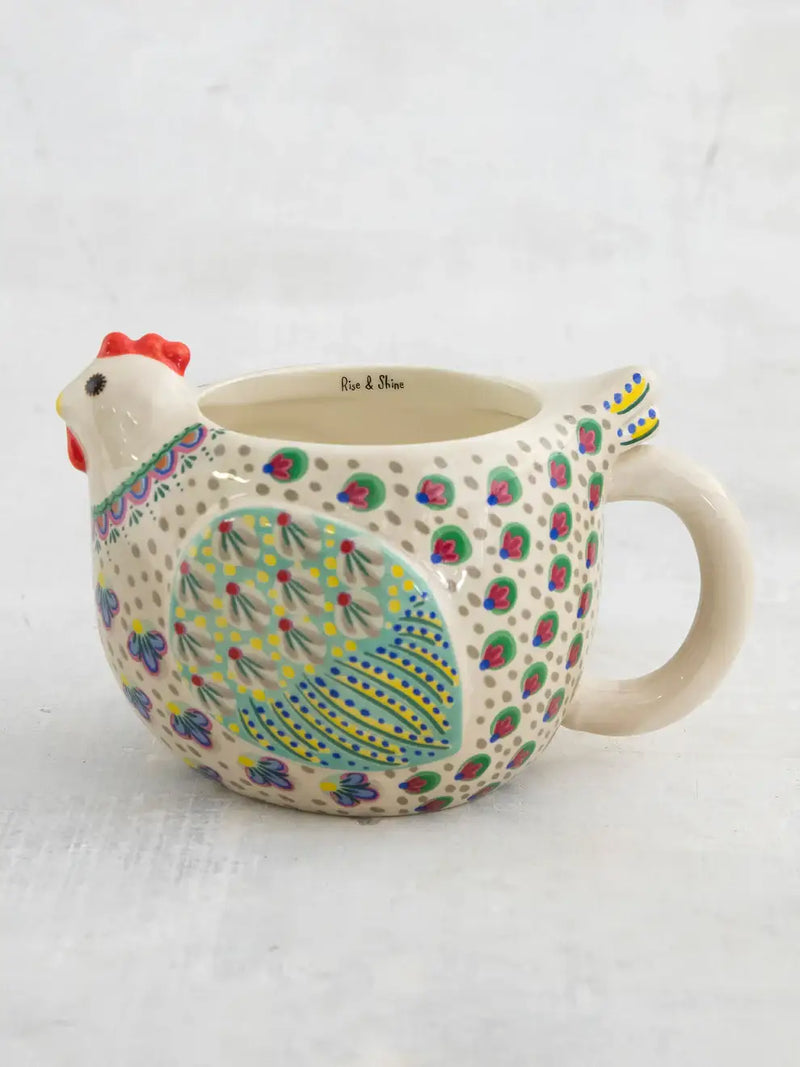 Ceramic Chicken Folk Art Mug featuring charm and whimsical design for collectors