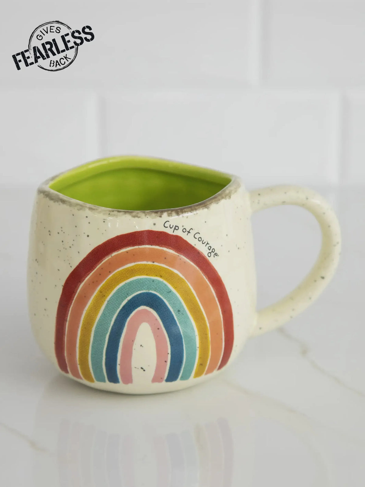 Ceramic ARTISAN RAINBOW COFFEE MUG with colorful design for free spirit coffee lovers