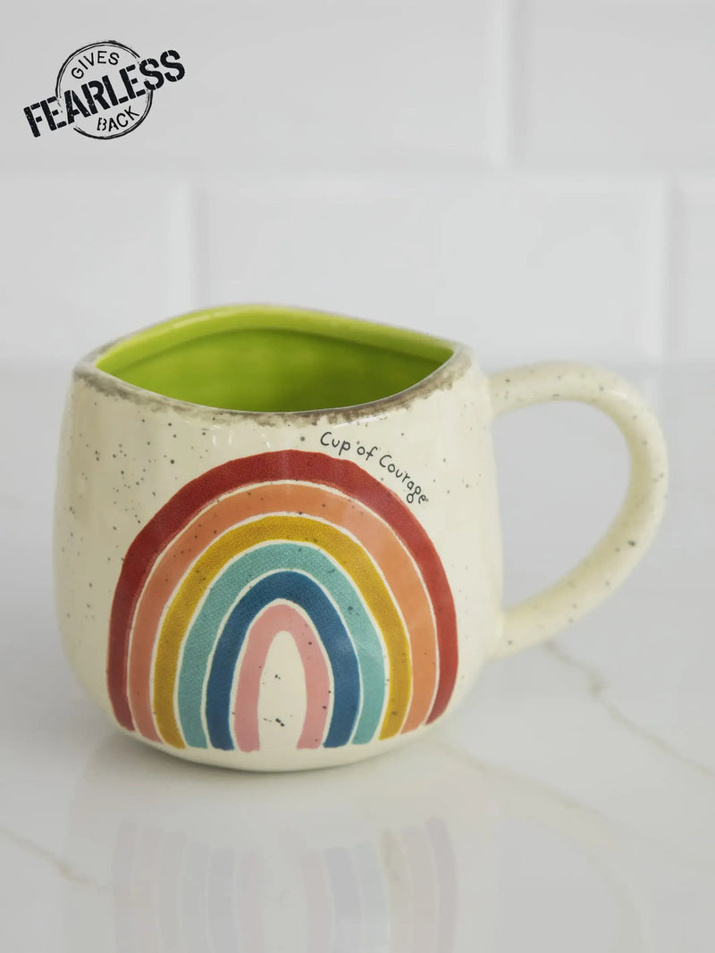 Ceramic ARTISAN RAINBOW COFFEE MUG with colorful design for free spirit coffee lovers