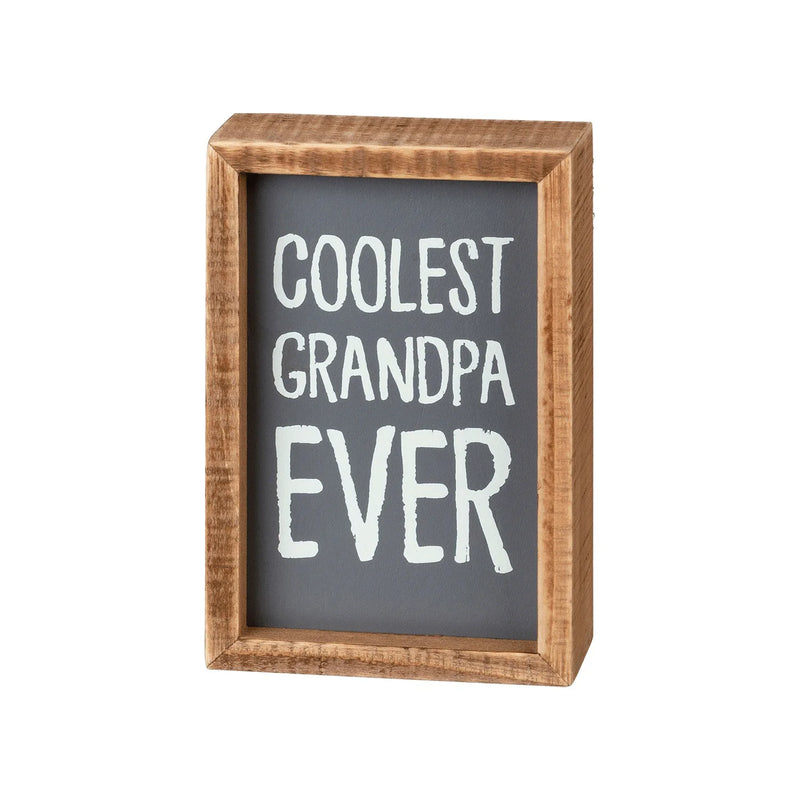 Chalkboard with coolest grandpa ever message on COOLEST GRANDPA EVER INSET BOX SIGN