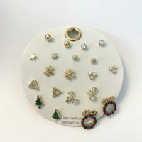 Festive Holiday Stud Set with Christmas designs for women’s boho chic