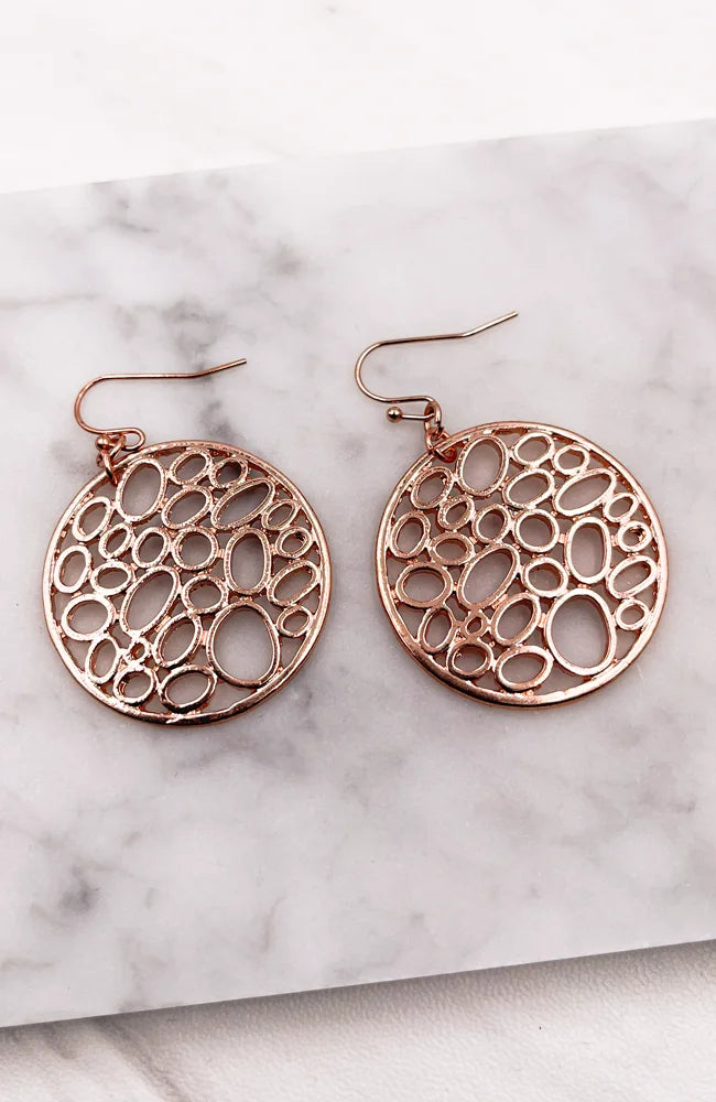 Circular Gold Bubble Earrings in copper showcasing elegant gold bubble design