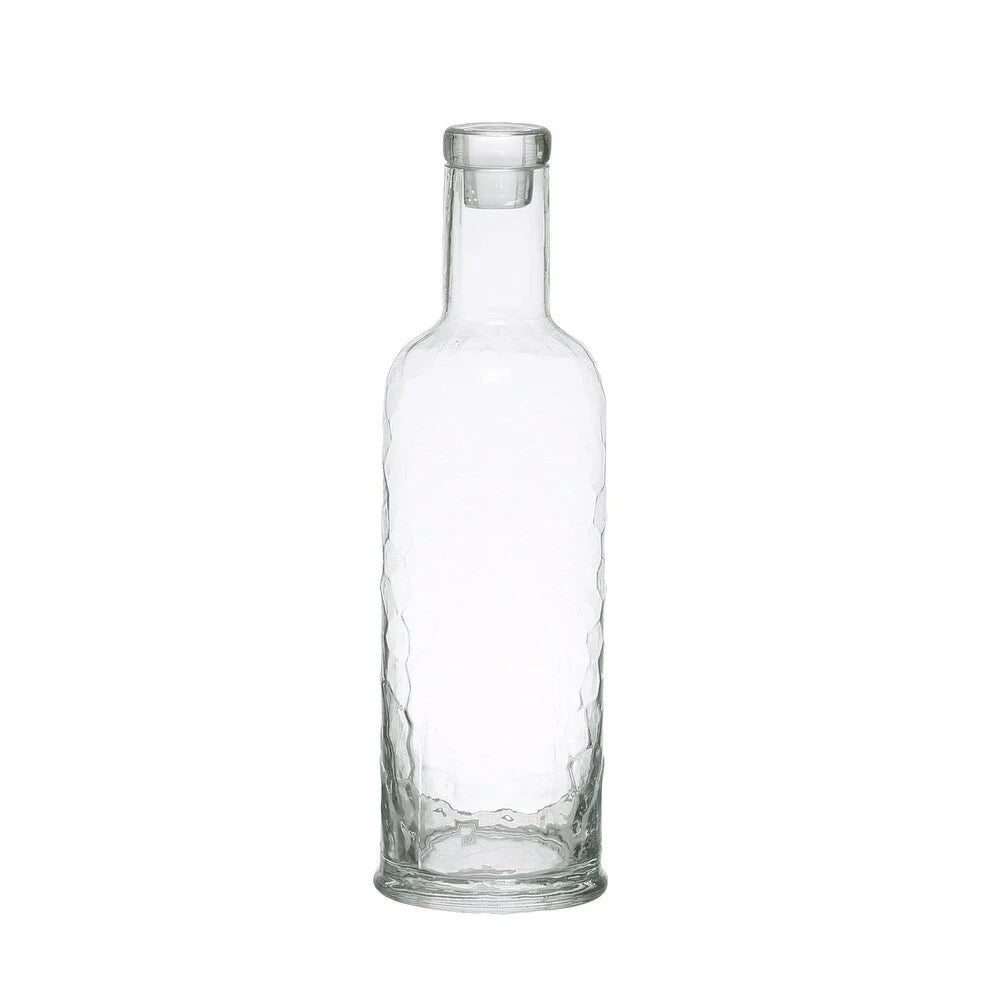 Clear glass carafe with a textured surface in a hammered glass design, 32 oz capacity