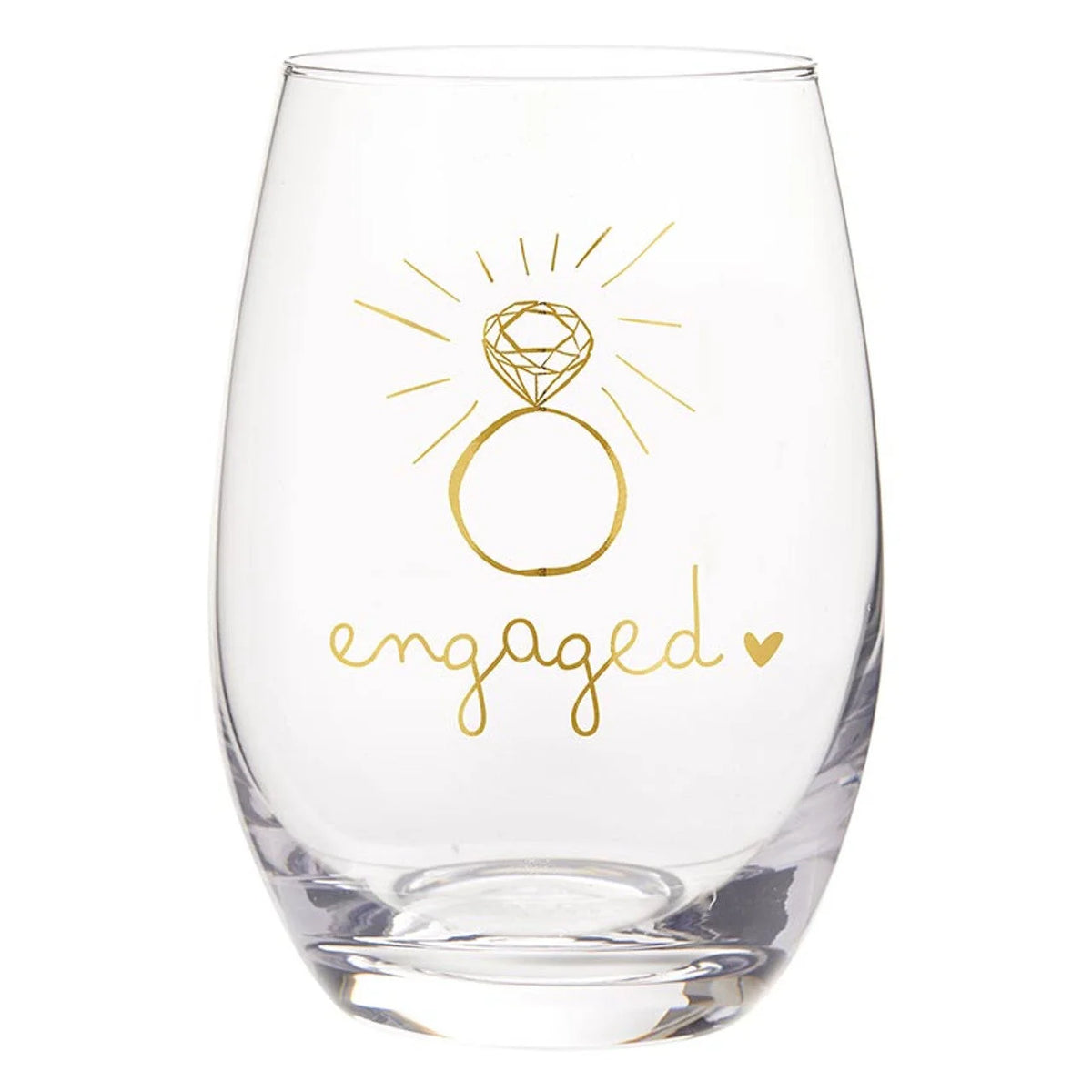 Clear stemless wine glass with gold ring design from GOLD FOIL STEMLESS WINE GLASS ENGAGED collection