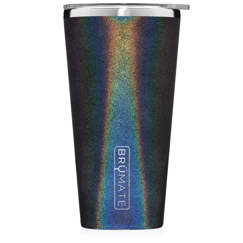 Close-up of an Imperial Pint cup featuring a vibrant rainbow design