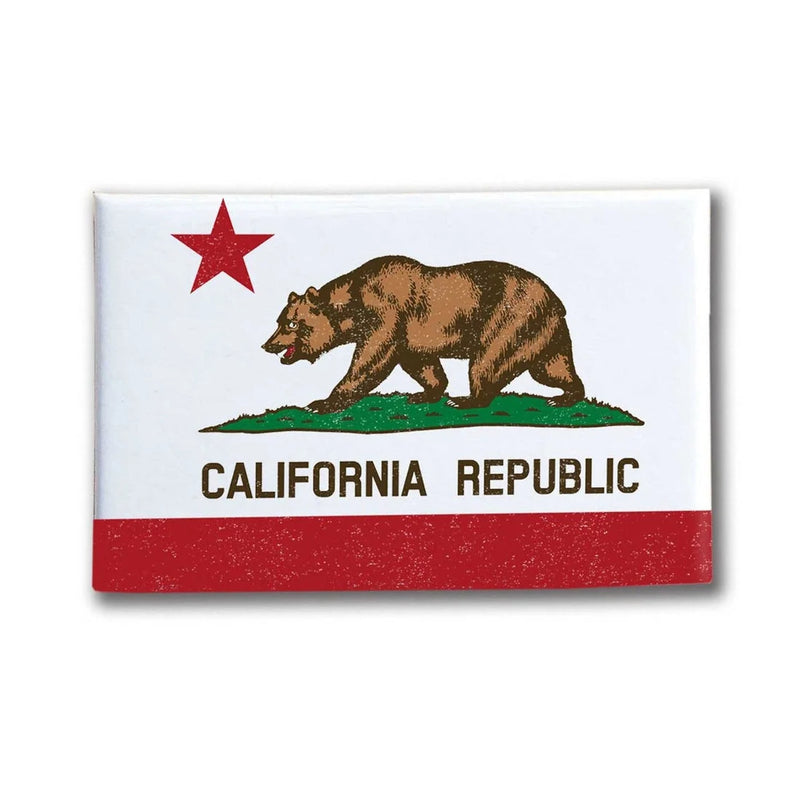 Close-up of California State Flag Magnet featuring a bear design