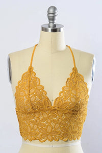 Close up of a mannequin torso in a Racerback Flower Lace Bralette Padded