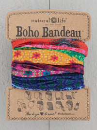 Close-up of colorful hair ties for the Full Boho Bandeau Headband - Multi Stripe