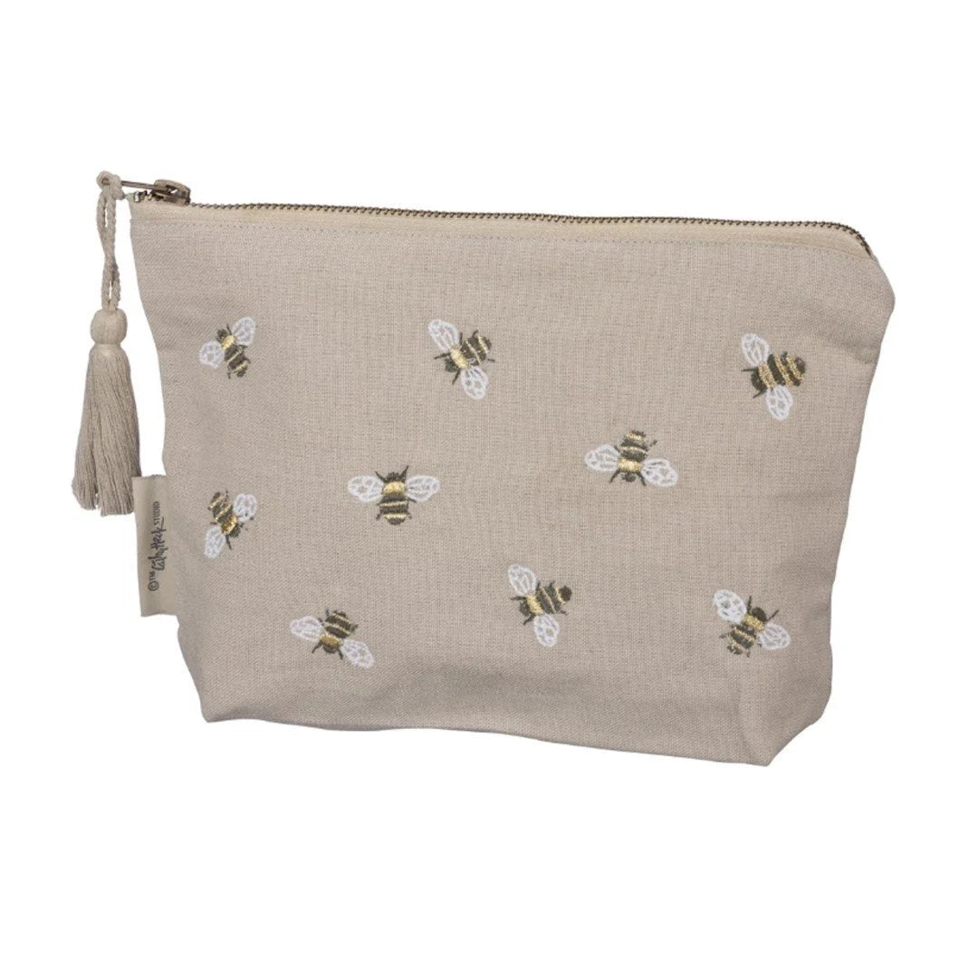 Close-up of BEE YOU TIFUL ZIPPER POUCH adorned with charming bees for a stylish look