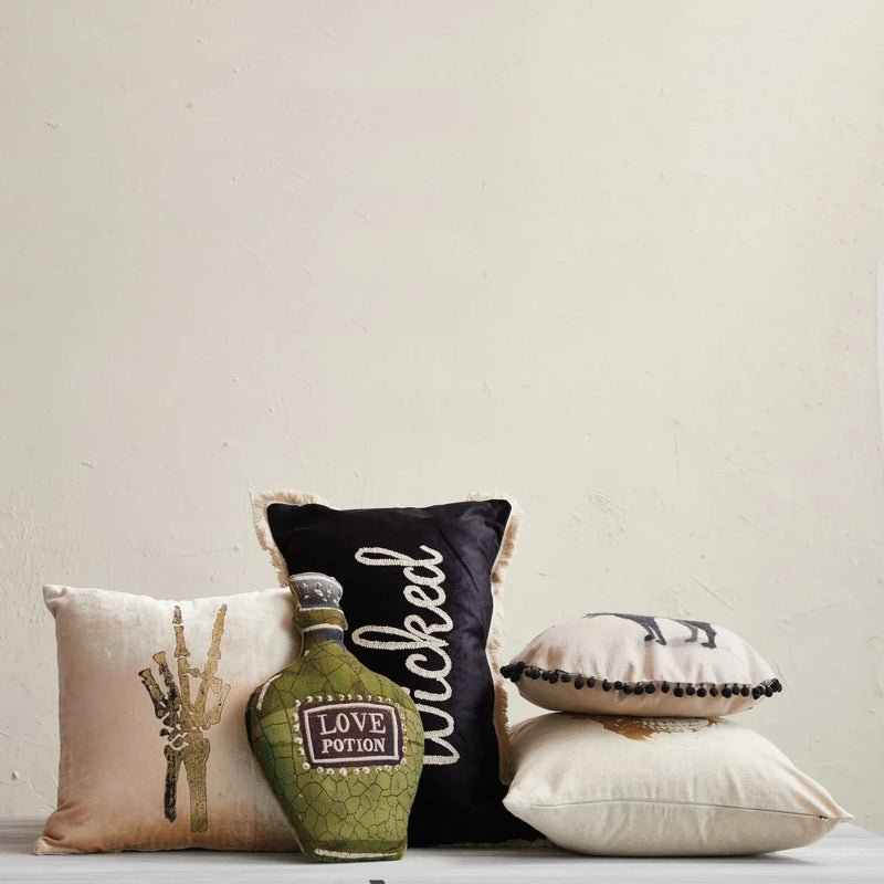 Decorative Halloween-themed cotton potion bottle shaped pillow and throw pillows collection