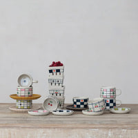 Patterned ceramic tableware featuring a 12 OZ hand-painted stoneware mug with intricate designs