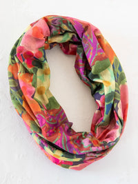 Colorful floral infinity scarf, inches wide, perfect for women’s boho chic clothing from shop Daisy