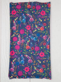 Colorful floral patterned scarf featuring Navy Wild Flowers for Boho Bandeau style