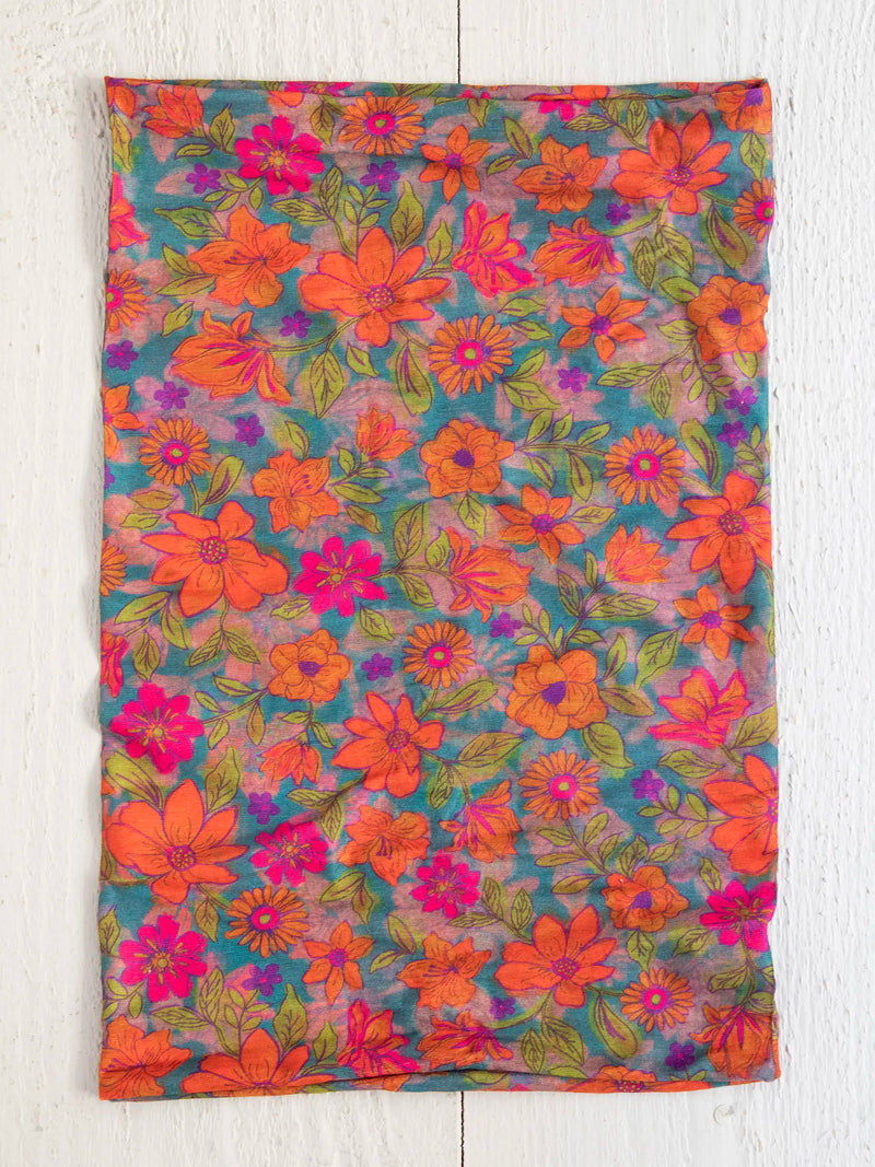 Colorful floral print scarf hanging on white wall - FULL BOHO BANDEAU HEADBAND