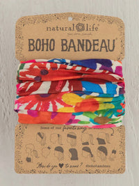 Colorful cotton hair ties for the FULL BOHO BANDEAU HEADBAND - BRIGHT FLORAL GARDEN