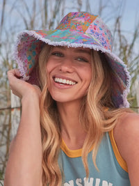 Colorful Watercolor Patchwork Bucket Hat from Shop Daisy for women’s boho chic clothing