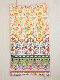 Colorful patterned textile with floral designs for FULL BOHO BANDEAU® in Lilac Orange Border